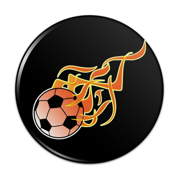Soccer Ball Football Cartoon Flames Pinback Button Pin