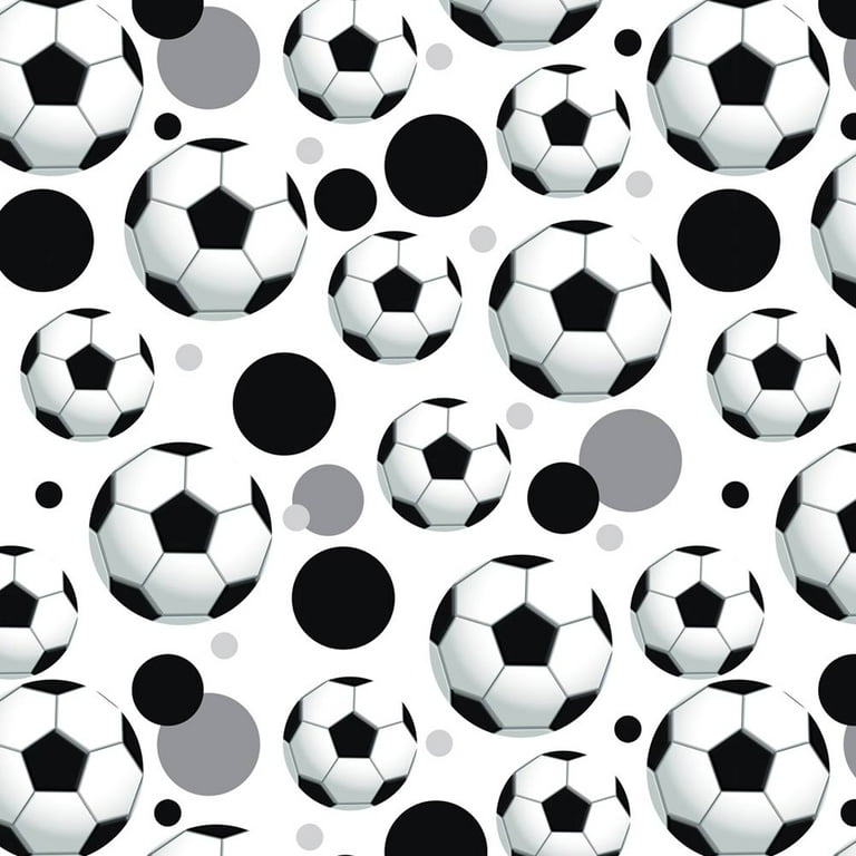 Soccer Ball Gift Wrapping Paper - 4 Sheets (30x20 Inches) | Green Football Sports Theme For Birthdays, Christmas