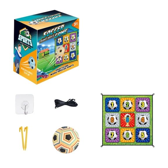 Soccer Ball Game Mat Set, Soccer Ball Indoor Target Toss Party Game, Soccer Accuracy Target Game, Football Game with Soft Velcro Balls & Foldable Plush Goal, Soccer Ball Game Set