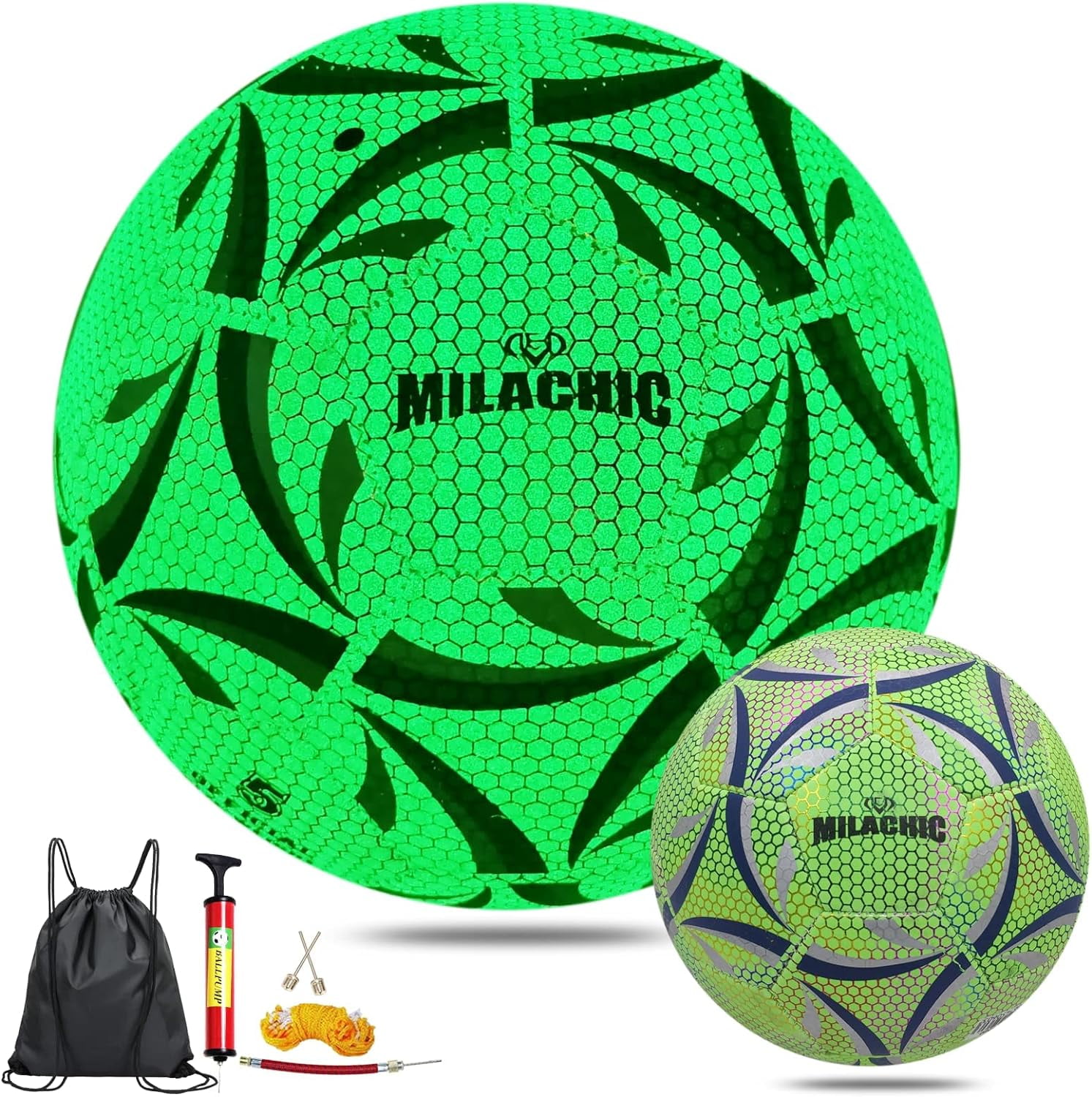 Soccer Ball, Glow in The Dark Soccer Ball Size 3/4 / 5 with Pump, Glowing Luminious Soccer Balls Gifts for Boys, Girls, Men, Women Indoor-Outdoor Soccer Training