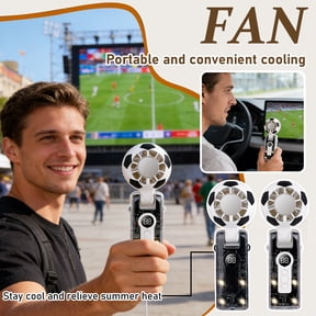 Soccer Ball Handheld Fan With Ice Cooling Tech And Digital Display, Rechargeable Mini Turbo Fan With 5 Speeds For Personal Cooling