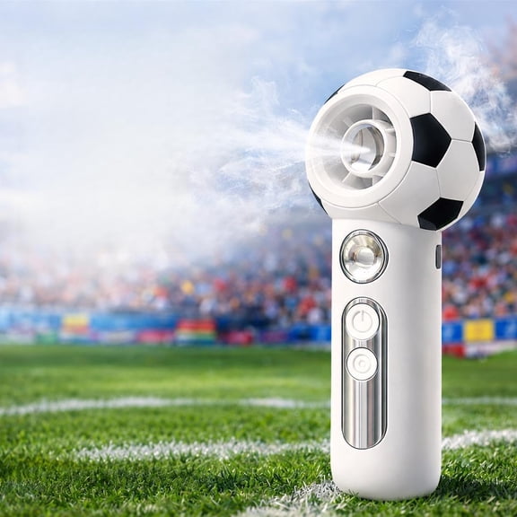 Soccer Ball Handheld Mist Fan, USB Rechargeable Portable Fan with 4 Speeds, Fine Mist Spray, for Travel, Sports, Outdoor