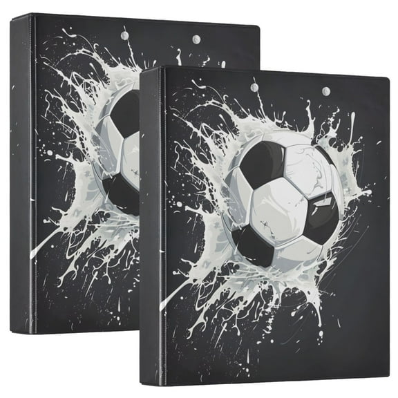 Soccer Ball Hardcover 3 Ring Binder 1.5” Round Rings Binder Organizer Letter Size Paper Pockets School Office Supplies
