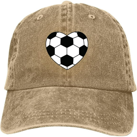 Soccer Ball Heart Baseball Cap Vintage Adjustable Washed Hats Cowboy Hats Denim Dad Hat for Men Women Boy Girl