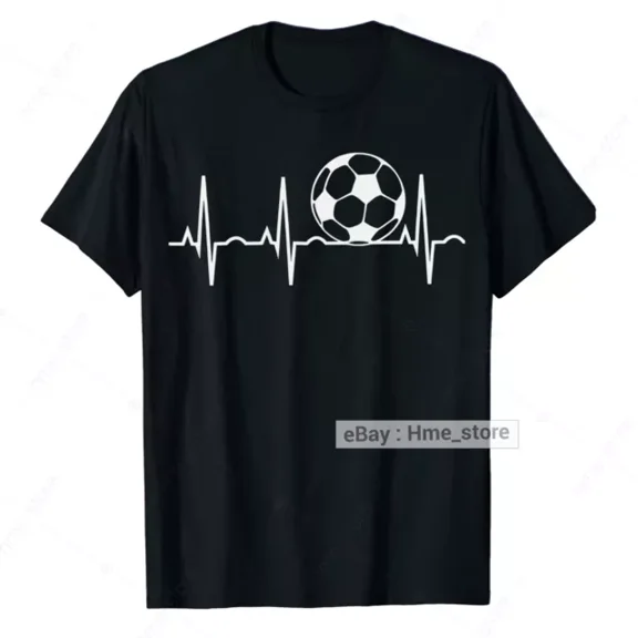 Soccer Ball Heartbeat T-Shirt Funny Soccer Player Sport Football Unisex Tee