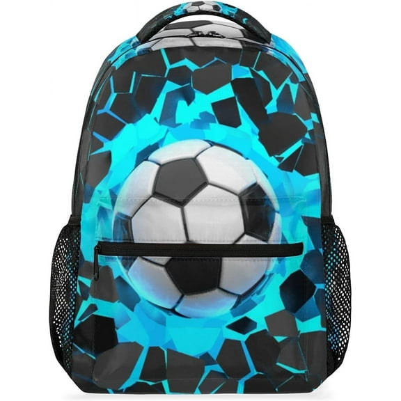 Soccer Ball Kids School Backpack for Boys Girls,Football Lighting Wall Crash Travel Laptop Backpacks Book Bag Hiking Camping Daypack Age 5-10