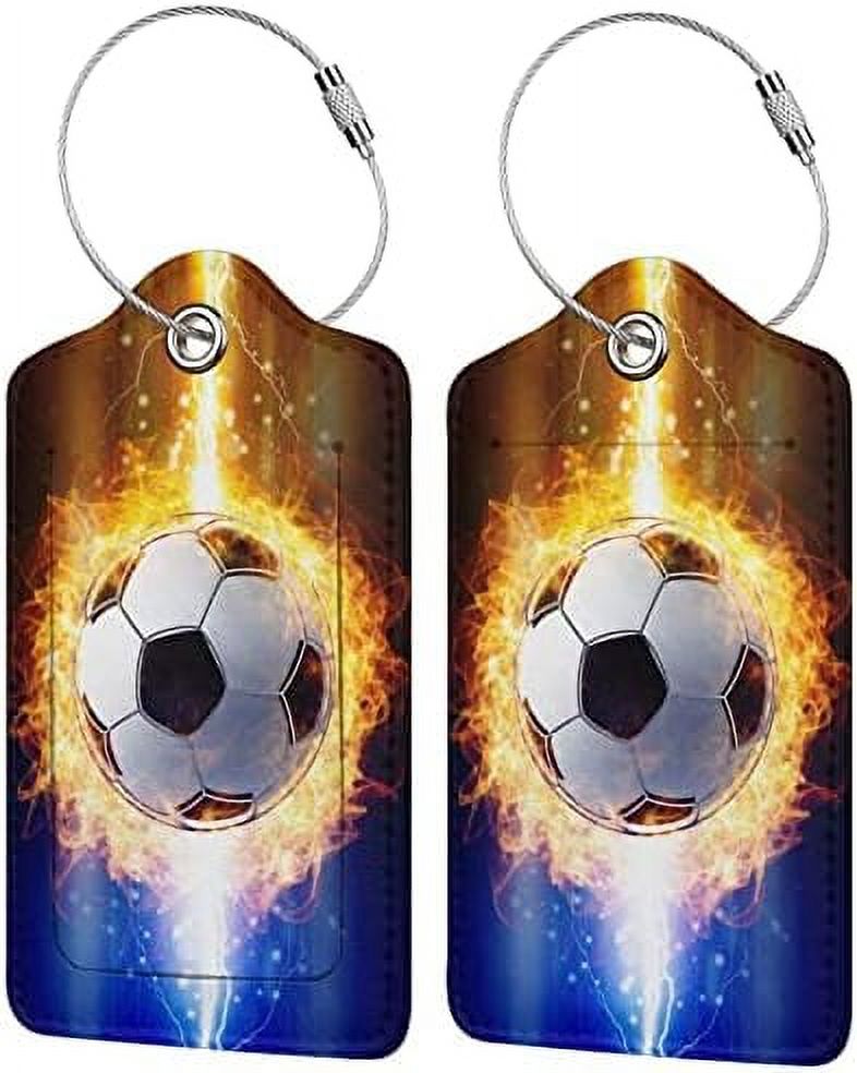 Soccer Ball Luggage Tags for Suitcases Travel 2 Pieces Cool Sports