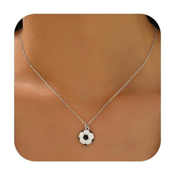 Soccer Ball Necklace for Women, 925 Sterling Silver Soccer Stuff Accessories Choker Necklace to Female Players Team Coaches Fans Dainty Soccer-Themed Jewelry Gifts for Her Birthday Valentines C113
