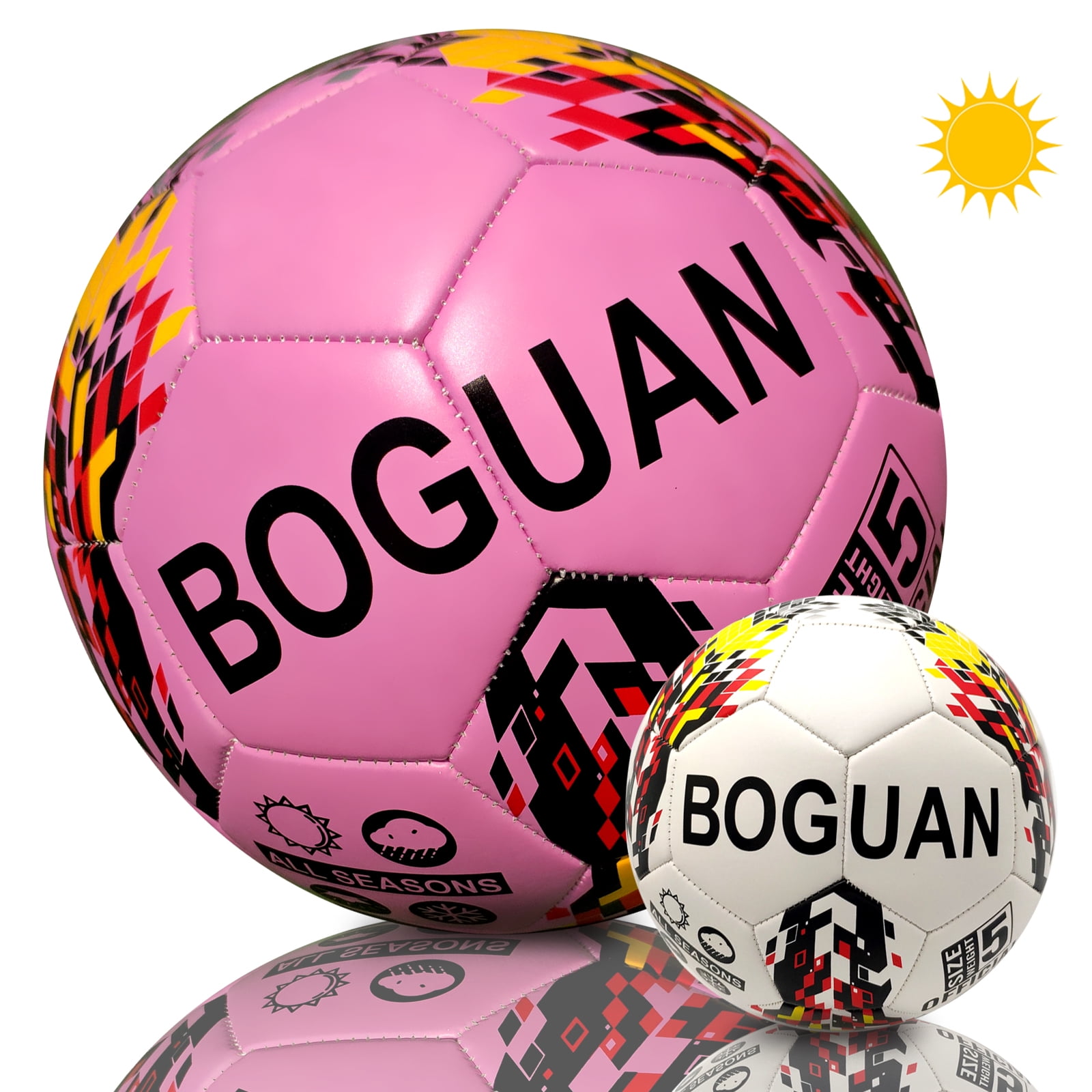 Soccer Ball Official Size 4 - High Qualtiy PU Leather-Discoloration in The Sun- Glow in The Dark-Extra Pump-Gifts for Kids,Boys,Girls,Adults Outdoor Indoor Training Ball
