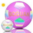 thumbnail image 1 of Soccer Ball Official Size 4 - Holograhpic Reflective Glow Leather-Discoloration in The Sun Change Color - Extra Pump and Net - Gifts for Kids,Boys,Girls,Adults Outdoor Indoor Training Ball, 1 of 6