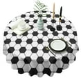 thumbnail image 1 of Soccer Ball Pattern Round Tablecloth 60"x60",Wrinkle Wipeable Table Cloth for Kitchen Dining Room Picnic Patio Party, 1 of 6