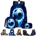 thumbnail image 1 of Soccer Ball Print Backpack for Boys Lightweight School Backpack with Lunch Box Set for Boys Preschool Elementary School Bag Students Knapsack with Pencil Case, 1 of 4