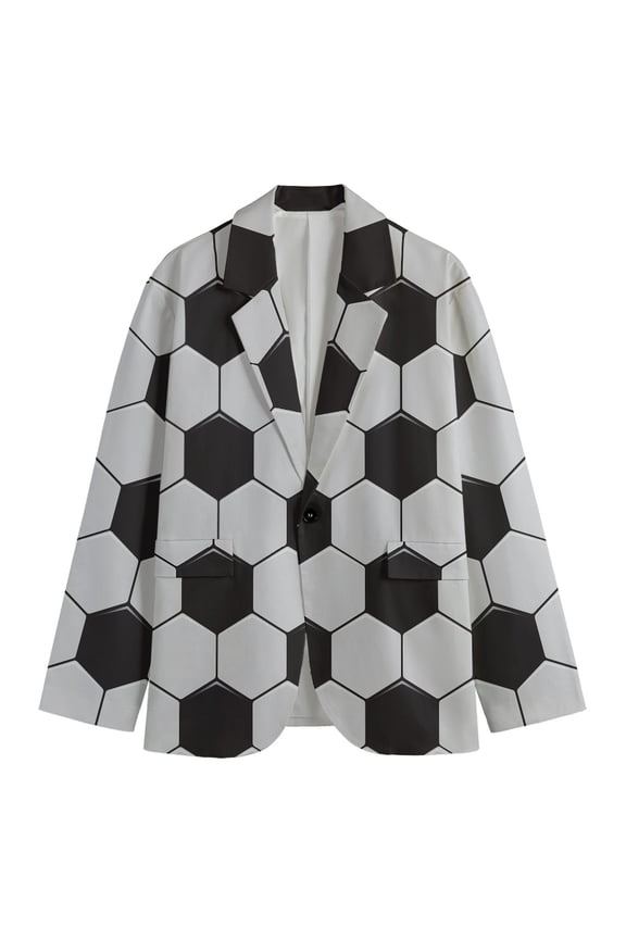Soccer Ball Print Men'S Blazer, Football Sports Fun Novelty Blazer