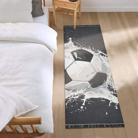 Soccer Ball Runner Area Rug 2x6 Soft Non-Slip Washable Bedside Carpet for Hallway Bedroom Living Room Home Decor