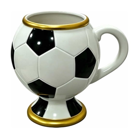 Soccer Ball Shaped Mug - Football Design Coffee Cup for Hot & Cold Drinks, Ideal Gift for Soccer Fans, Game Day, Home or Office Use