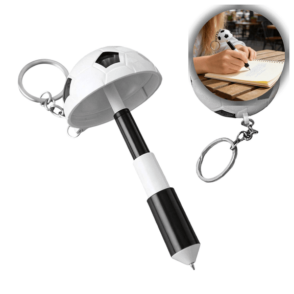 Soccer Ball Shaped Retractable Mini Pen with Blue Ink, Compact Football Theme Writing Tool, Perfect for Sports Fans, Party Favors, Office & Travel