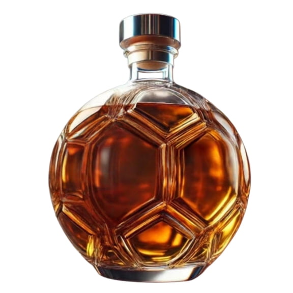 Soccer Ball Shaped Decanters, 300ml Borosilicate Glass Liquor Bottle with Metal Stopper, 3D Football Textured Decanter, Unique Sports Bar Decor Gift for Men, Dads & Enthusiasts