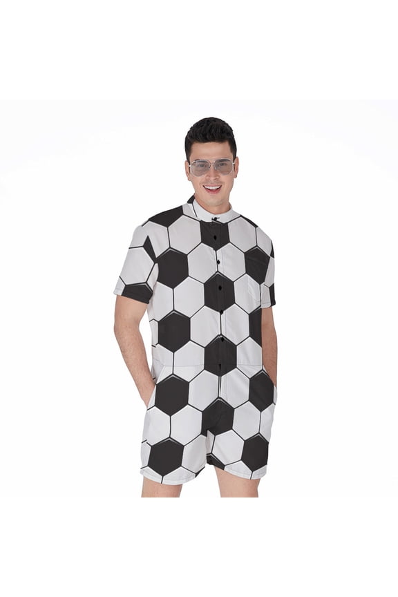 Soccer Ball Short Sleeve Men'S Rompers Casual Summer Jumpsuits Outfit