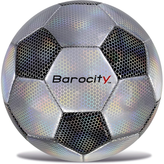 Soccer Ball Size 3 Black and Silver Reflective Iridescent Hex Pattern