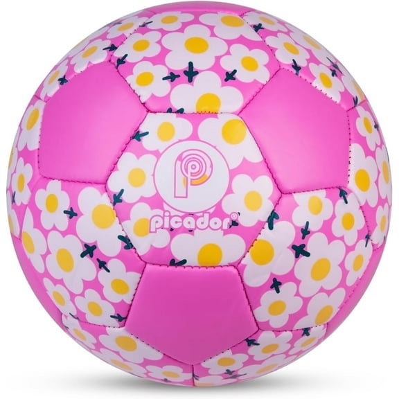 PP PICADOR Pink Flower Soccer Ball Size 4 for Kids Aged 6-12 Outdoor Sports Training