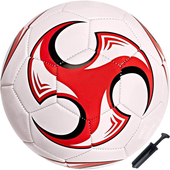 Soccer Ball Size 5 Red Soft PU Indoor Outdoor Anti Explosion Design