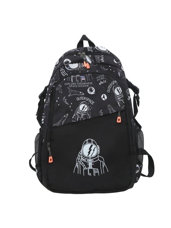 Space Astronaut Backpack Bookbag for Boys Girls, 18 In Rocket Laptop Bag With Adjustable Strap For Travel Rucksack Daypack-Black