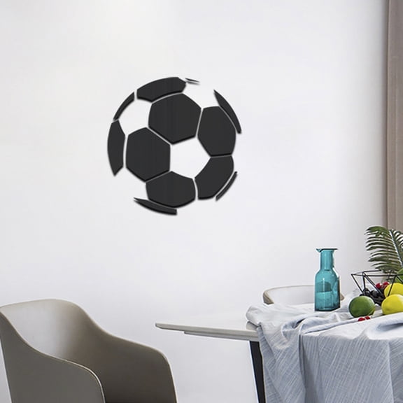 Soccer Ball Sports Mirrored Wall Stickers Decor Acrylic Modern Soccer Football Wall Art Decals for Boys Playroom Daycare Game Room Bedroom Home Wall Décor