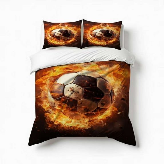 Soccer Ball Watercolor Bedding Set 3 Pcs Soft Microfiber Quilt Cover For Bedroom Decor, Comforter Cover With 2 Pillowcase