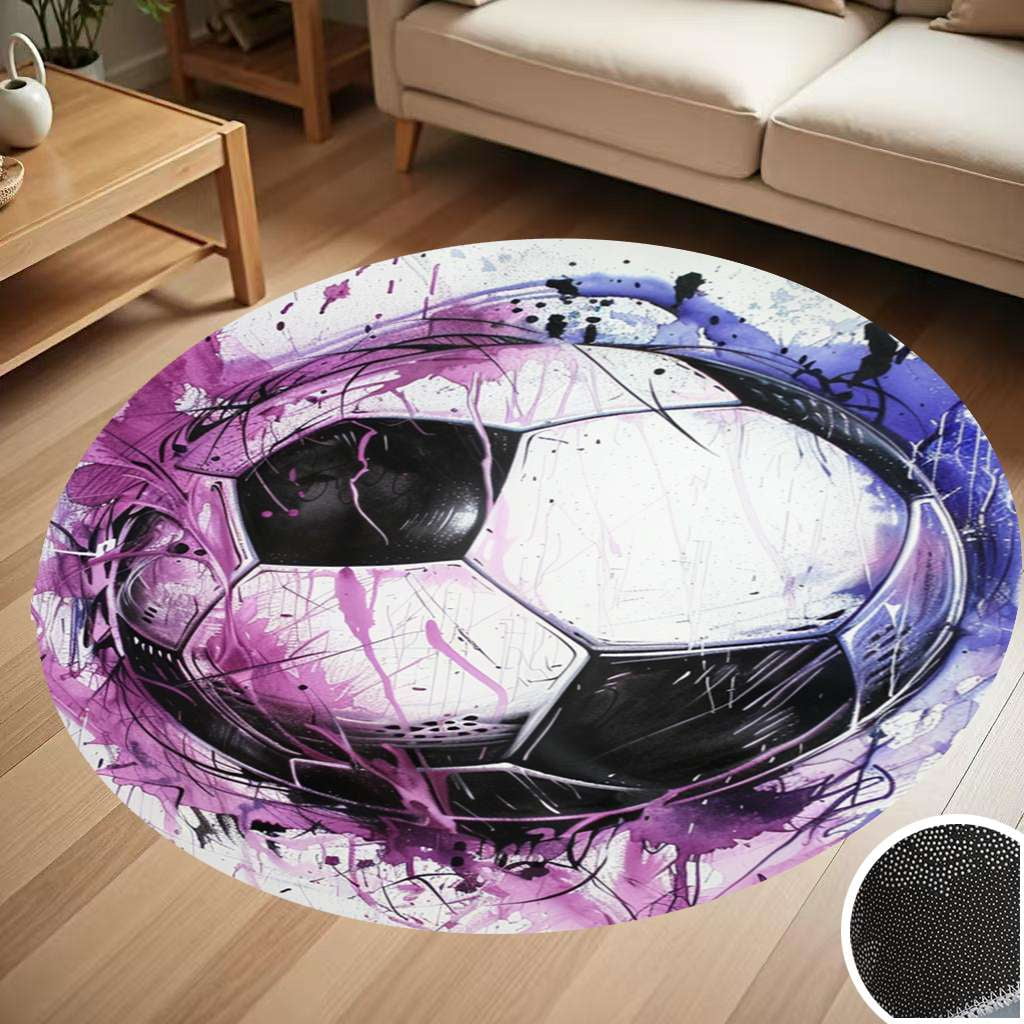 Soccer Ball Watercolor Round Carpet Living Room Bedroom Home Decoration ...