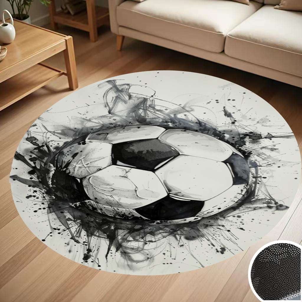Soccer Ball Watercolor Round Carpet Living Room Bedroom Home Decoration ...