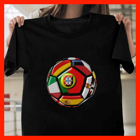 Soccer Ball With Flags Flag Of Portugal In The Center H8739, for Unisex - Up to 5XL Available