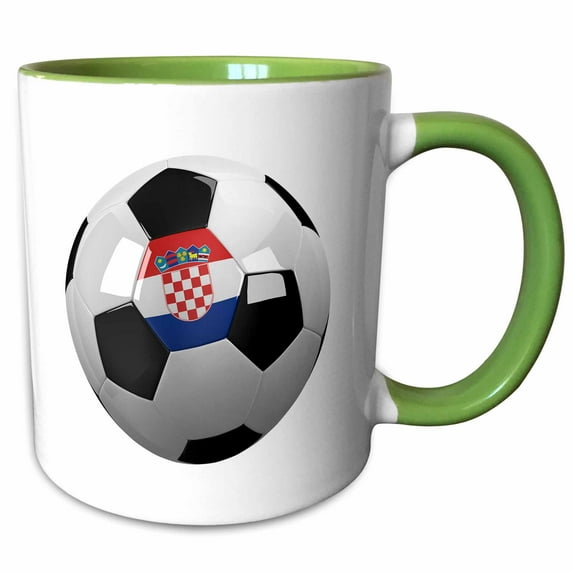 3drose, Soccer Ball with the National Flag of Croatia on It Croatian, 15oz Two-tone Green Mug