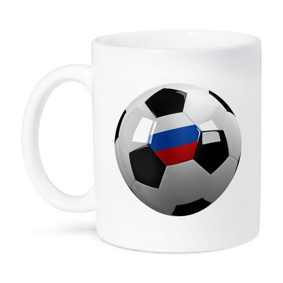 3dRose, Soccer ball with the national flag of Russia on it Russian, 11oz Mug