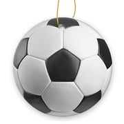 Soccer Ball on White Background - Christmas Ornament Xmas Keepsake Ceramic Ornaments Holiday Decorations for Tree Christmas Gift Ideas 2.95in