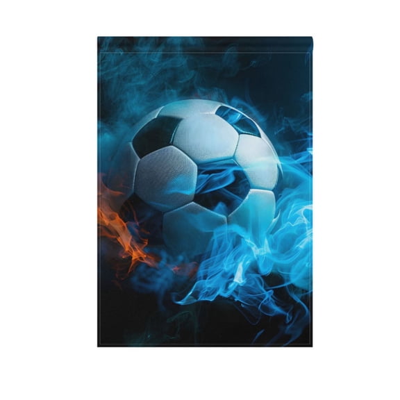 Soccer Ball with Fire Garden Flag House Banner 12" x 18" Double Sided Outdoor Yard Decoration