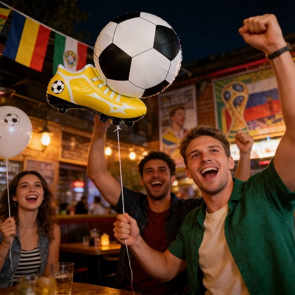 Soccer Balloon and Shoe Inflatable Set, Sports Party Decoration, Game Day Photo Prop, Aluminum Foil, Reusable, Large Size, Easy Inflation