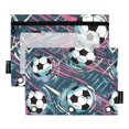 thumbnail image 1 of Soccer Balls 2 Pack Pencil Pouch for 3 Ring Binder Smooth Zipper Folders with Pockets Clear Window Pencil Case, 1 of 6