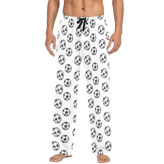 Soccer Balls Football Pattern Men's Pajama Pants Cotton Long Sleepwear Lounge Pants L