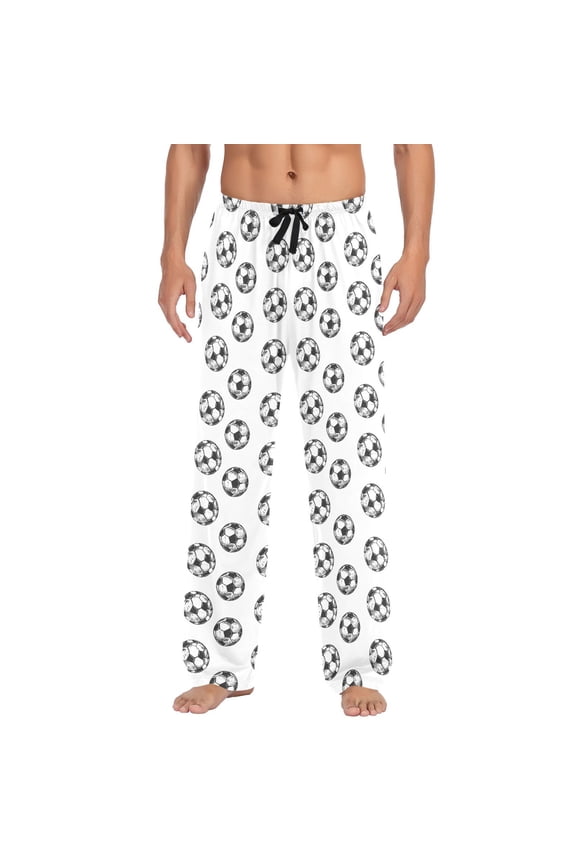 Soccer Balls Football Pattern Men's Pajama Pants Cotton Long Sleepwear Lounge Pants L