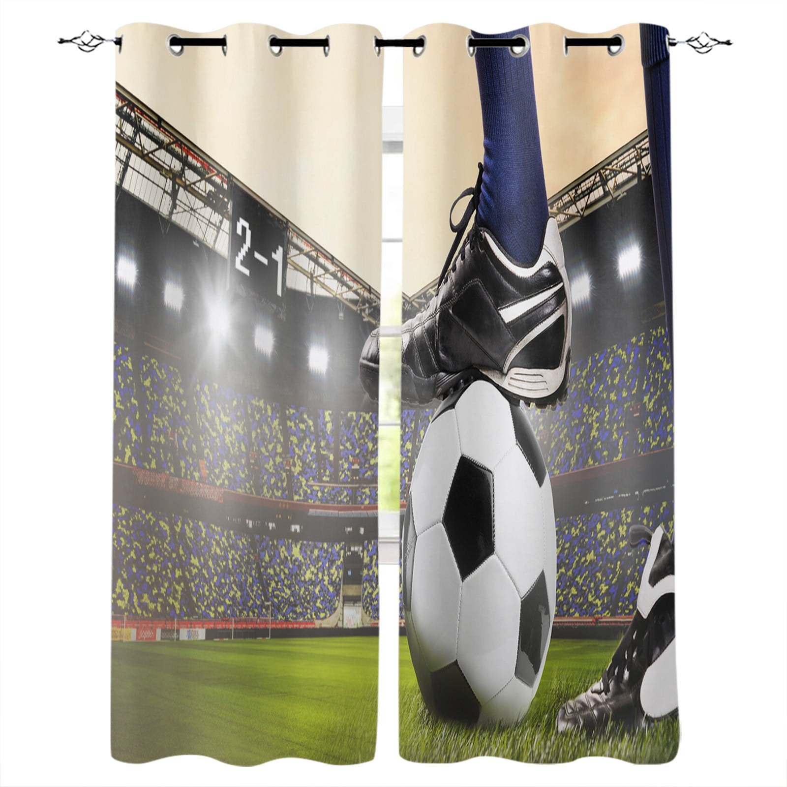 Soccer Balls Football Window Interior Curtain Valance Door Room Drape