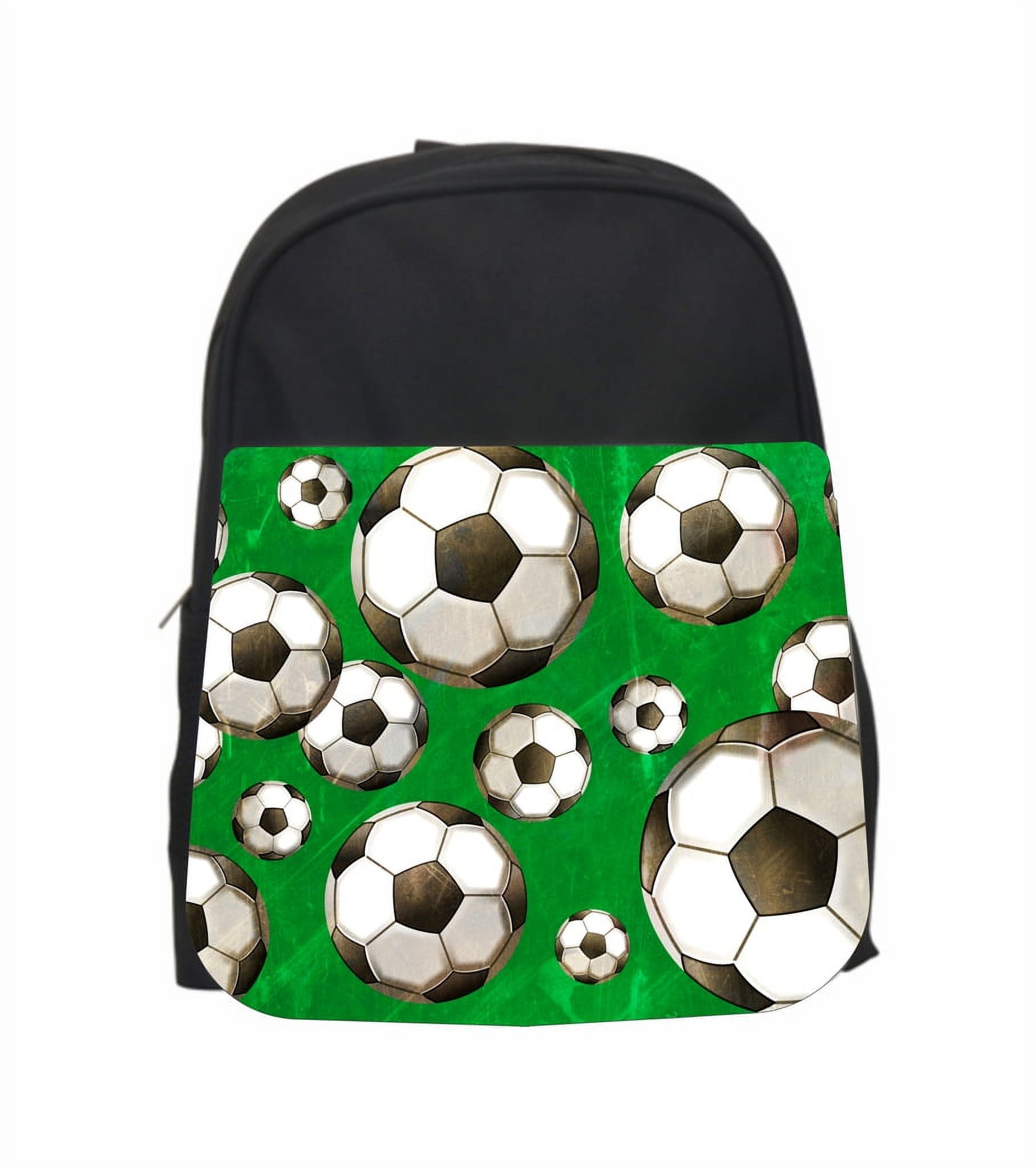 Soccer Balls On Green 13" x 10" Black Preschool Toddler Children's Backpack & Pencil Bag Set - image 1 of 2