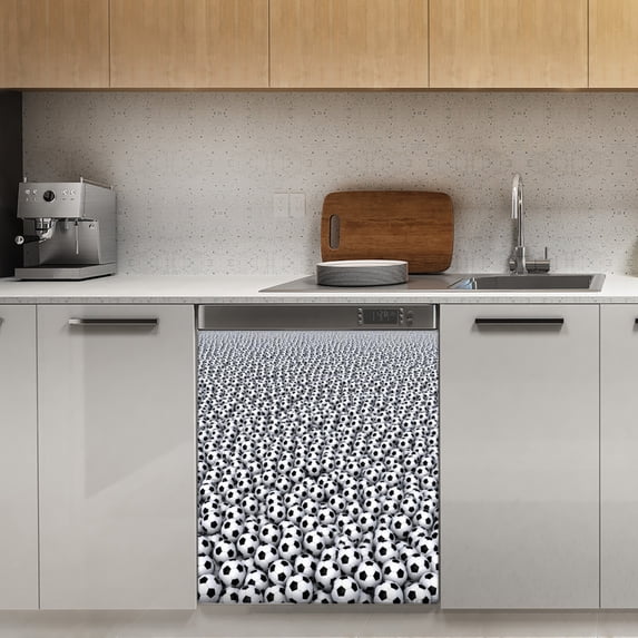 Soccer Balls Pattern Dishwasher Magnet Cover Decorative Sticker for Home Cabinet Kitchen 23" x26"