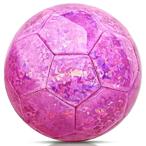 Soccer Balls Size 4 Glitter Pink - Kids Aged 4-6 6-8 8-12 Outdoors Sports Training Ball Recreation Playing Ball Teens Girls Children Youth Back to School Birthday