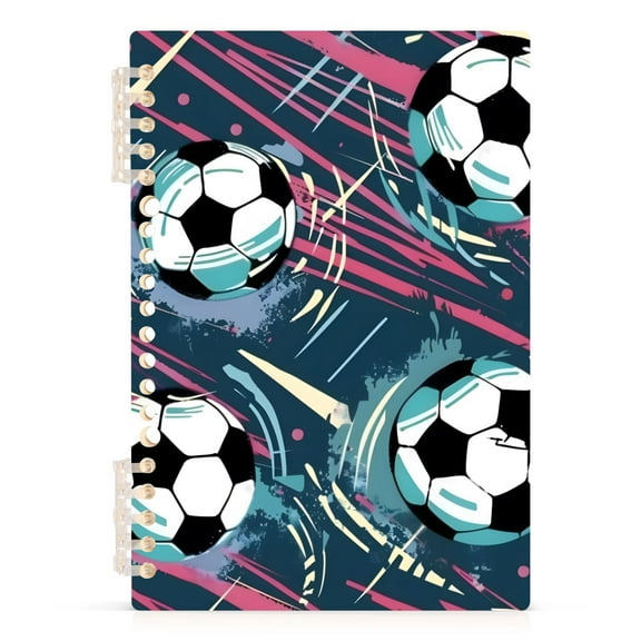 Soccer Balls Spiral Notebooks 60 Sheets 120 Pages A5 Journal Notepad 8.3x5.7 Inch Thick Adjustable College Ruled Paper