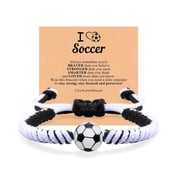 Soccer Baseball Basketball Bracelet Gifts for Boys Girls, Adjustable Handmade Braided Rope Silicone Bead Wristbands Brac