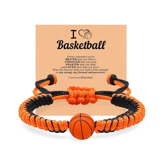 Soccer Baseball Basketball Bracelet Gifts for Boys Girls, Adjustable Handmade Braided Rope Silicone Bead Wristbands Bracelet, Sports Lover Teens Players Team Accessories Stuff Jewelry Gift for 6-16