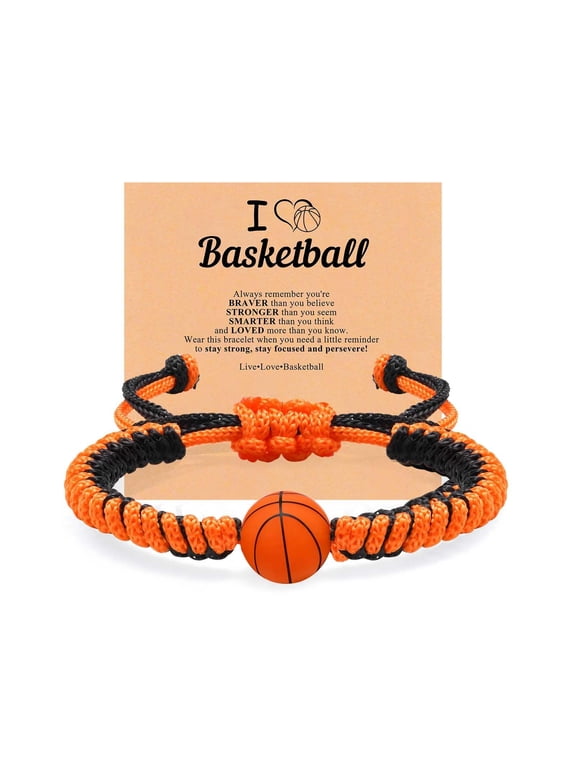 Soccer Baseball Basketball Bracelet Gifts for Boys Girls, Adjustable Handmade Braided Rope Silicone Bead Wristbands Bracelet, Sports Lover Teens Players Team Accessories Stuff Jewelry Gift for 6-16