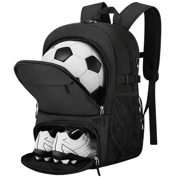 Soccer Basketball Backpack with Ball Holder, Large Sports Equipment Bag with Separate Shoe Compartment for Football Training, Gym, School Travel