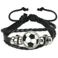 thumbnail image 1 of Soccer Basketball Bracelet for Son Daughter Graduation Birthday Gifts for Grandson Granddaughter Rugby Leather Bracelets, 1 of 14