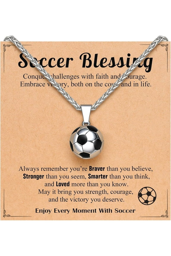 Soccer Basketball Football Necklace for Christmas Valentines Easter Gifts for Son Grandson Nephew